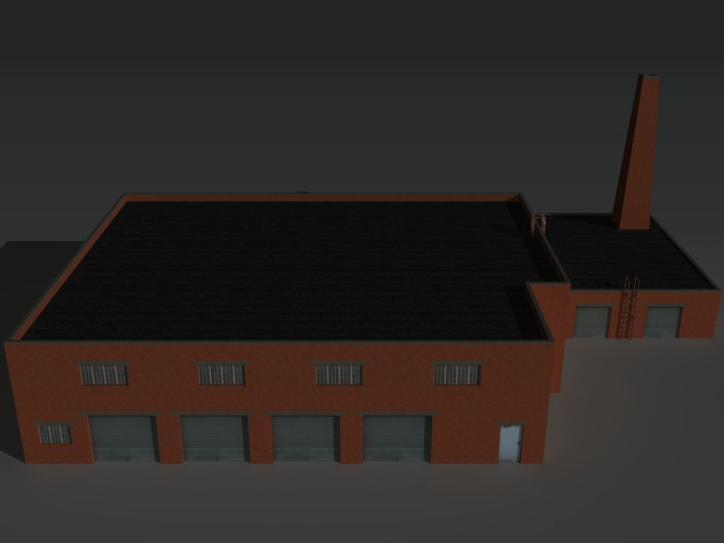 Factory Building Set 9 Low-poly 3D model_6
