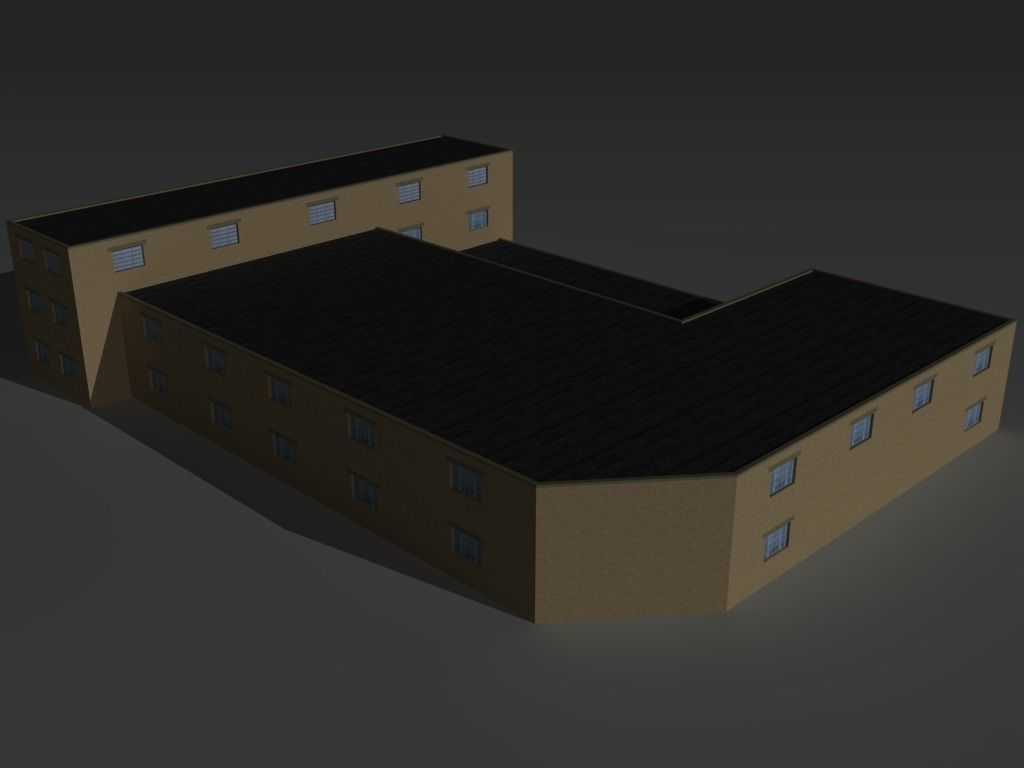Factory Building Set 9 Low-poly 3D model_13