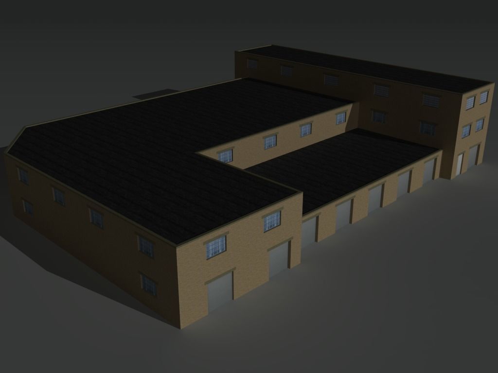 Factory Building Set 9 Low-poly 3D model_14