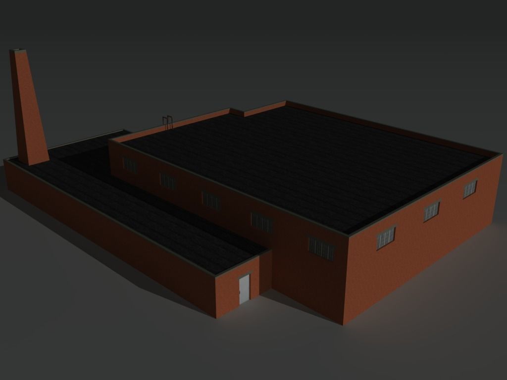 Factory Building Set 9 Low-poly 3D model_8