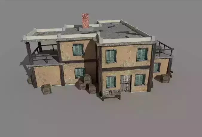 low poly old house