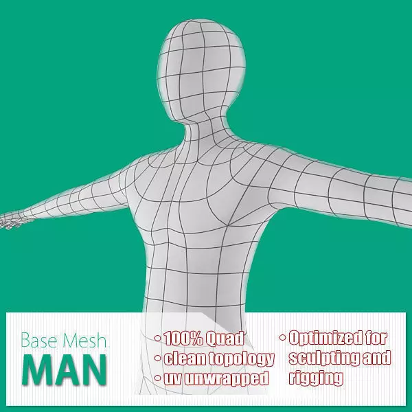 Male Base Mesh Low-poly 3D model_0