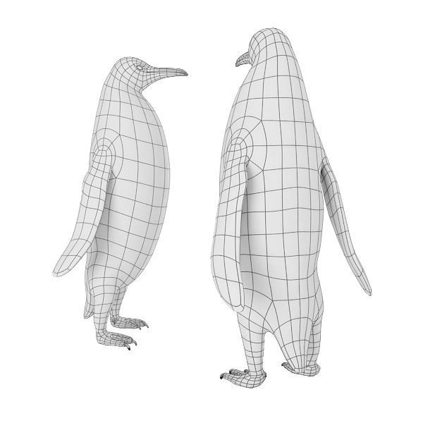 Penguin base mesh Low-poly 3D model_1