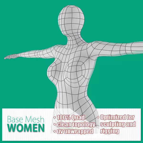Women Base Mesh Low-poly 3D model_0