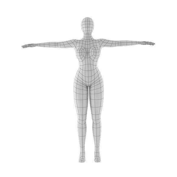 Women Base Mesh Low-poly 3D model_3