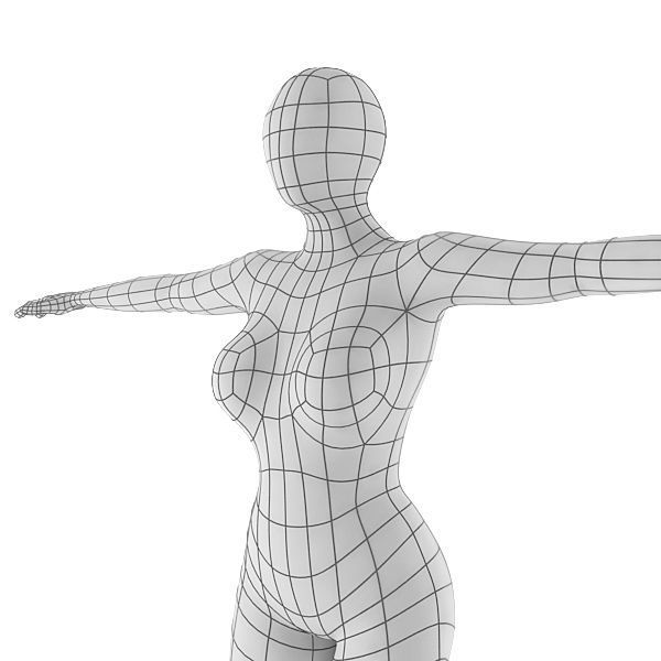 Women Base Mesh Low-poly 3D model_1