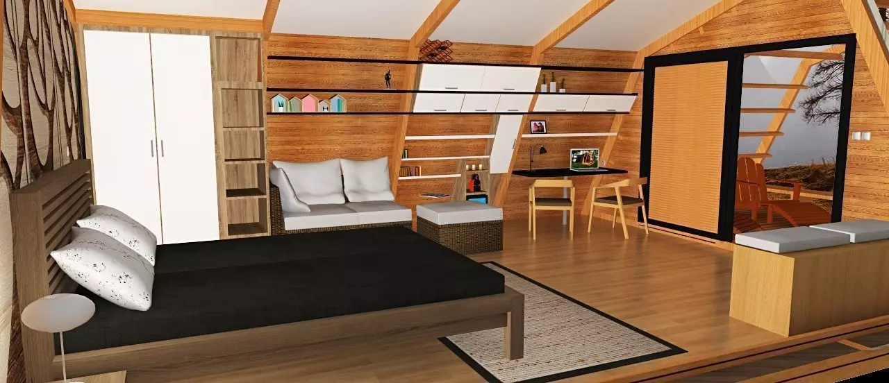 glamping pod with interior Low-poly 3D model_0