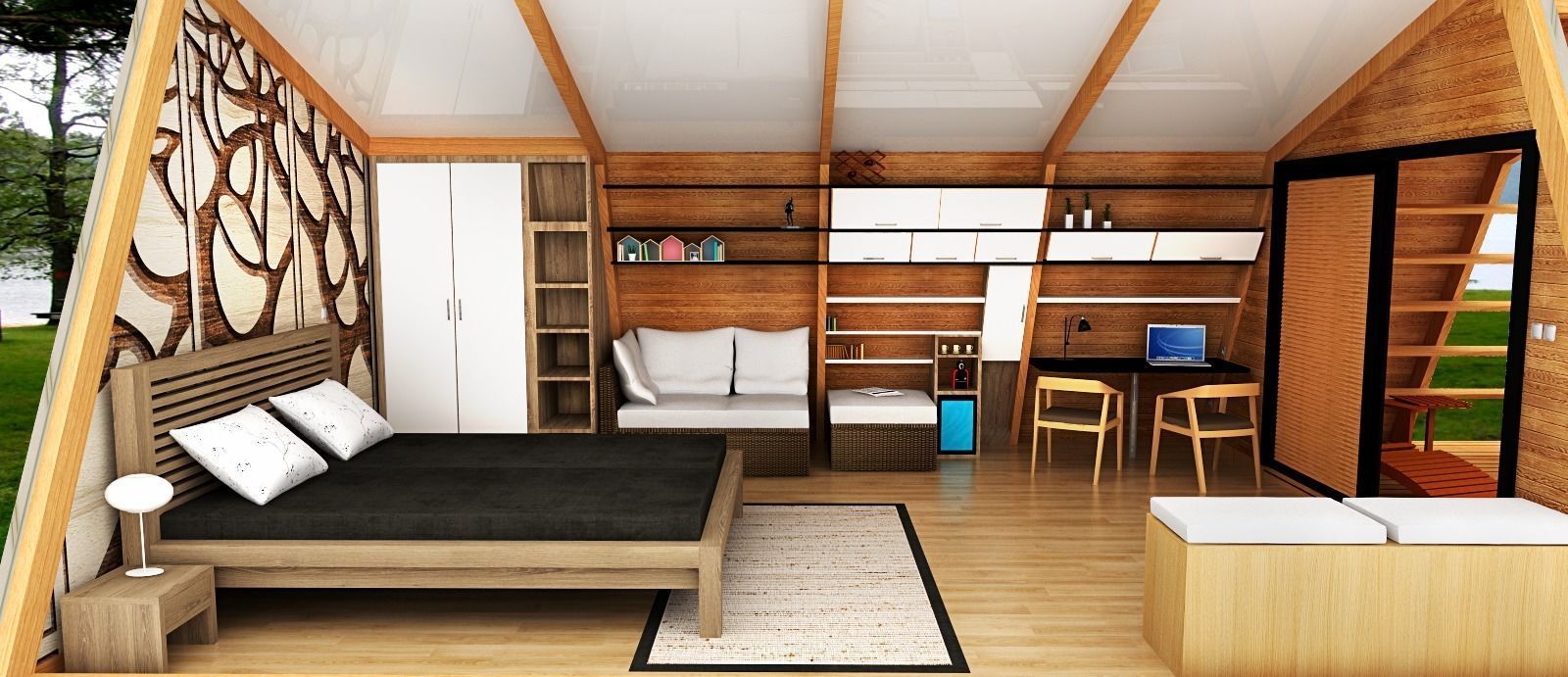 glamping pod with interior Low-poly 3D model_2