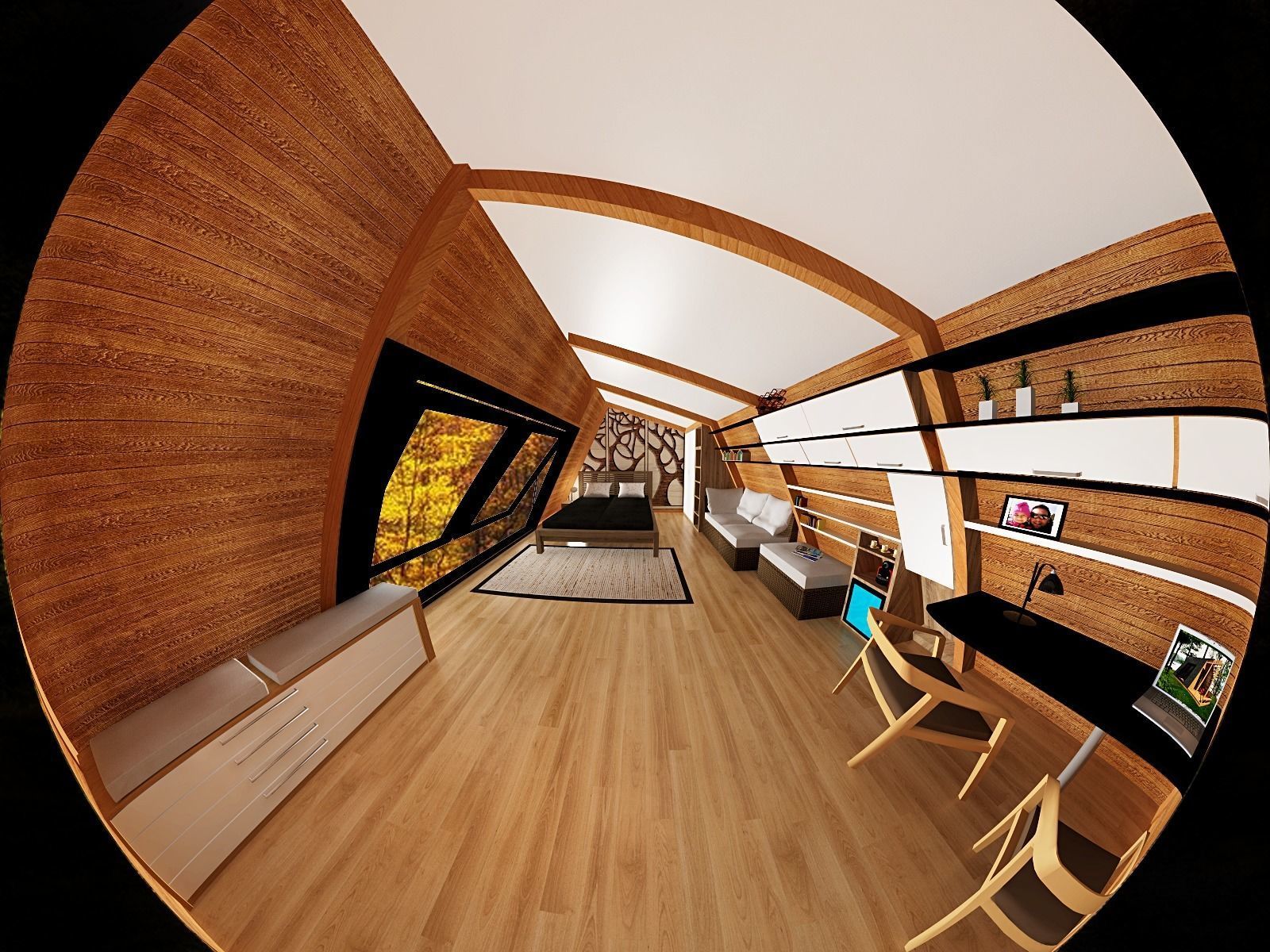 glamping pod with interior Low-poly 3D model_5