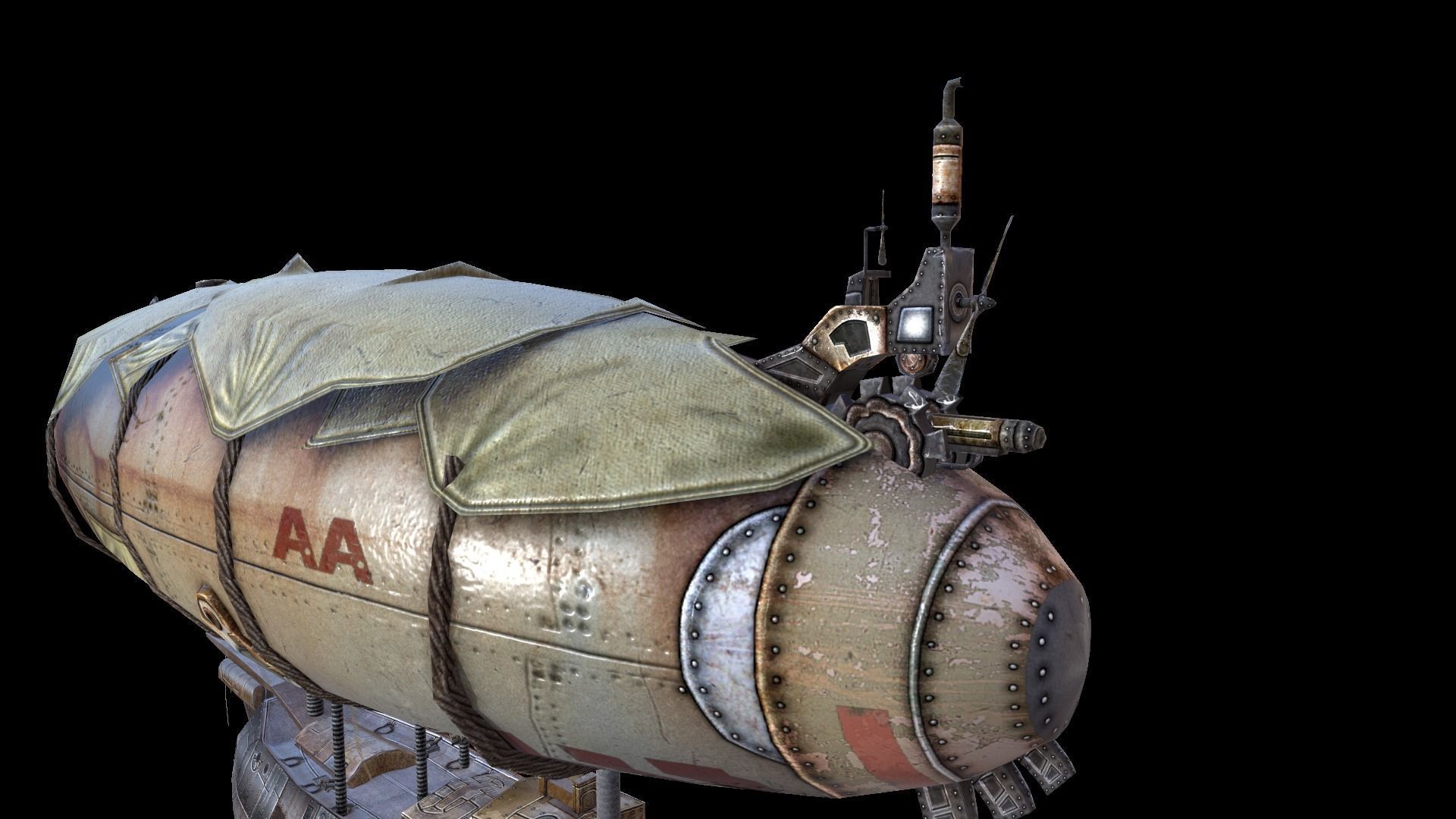 zeppelin steampunk hot air balloon Low-poly 3D model_9