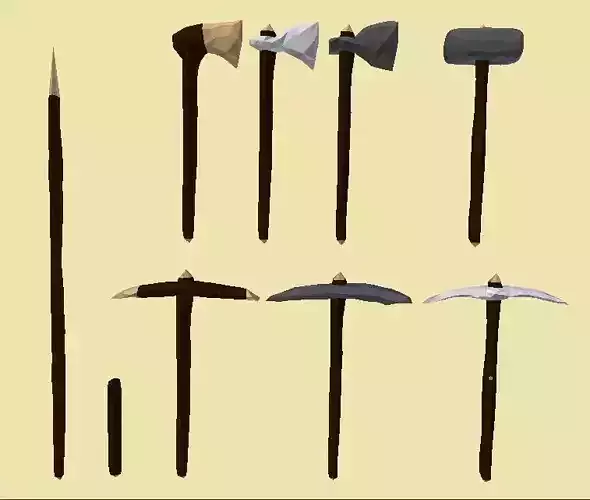 PACK 006  Tools Axe Pickaxe Spear Mass and Torch