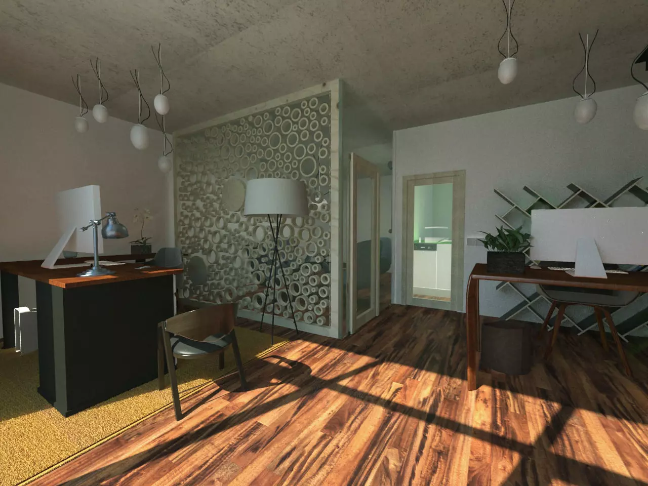 Decorative bubble partition 3D model_0