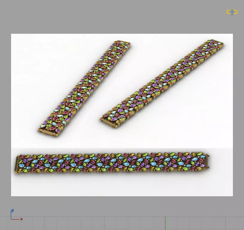 bracelet with colored stones 3D print model_0
