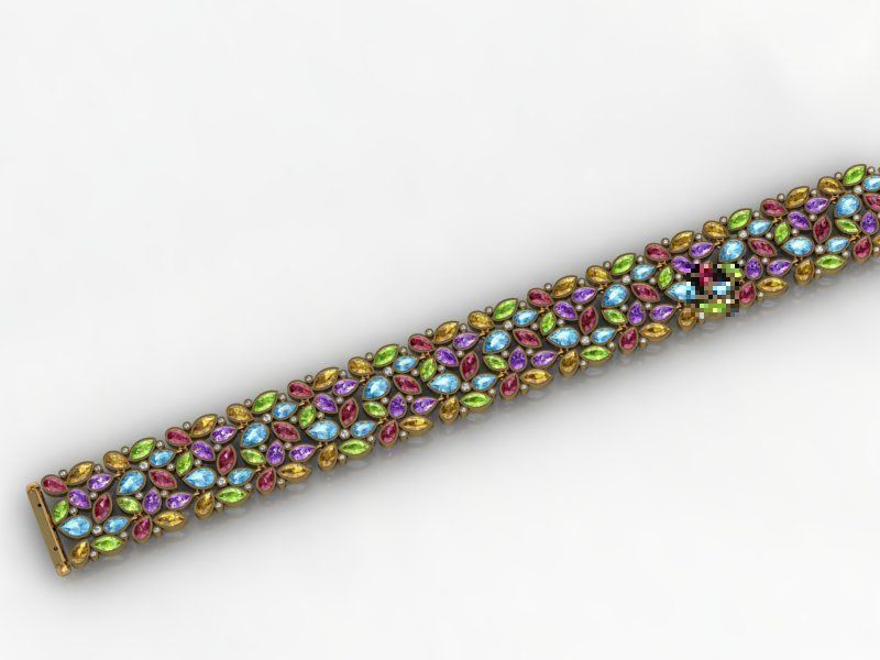 bracelet with colored stones 3D print model_1