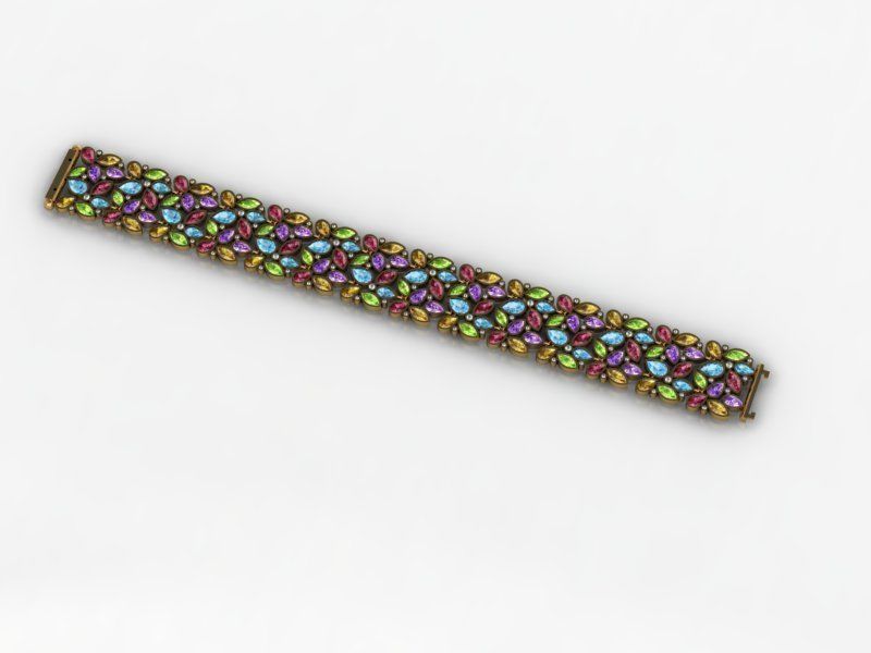 bracelet with colored stones 3D print model_5