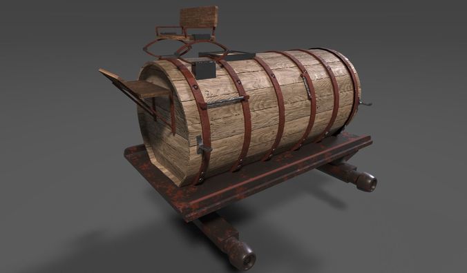 Old Wooden Oil Tank Low-poly 3D model 3