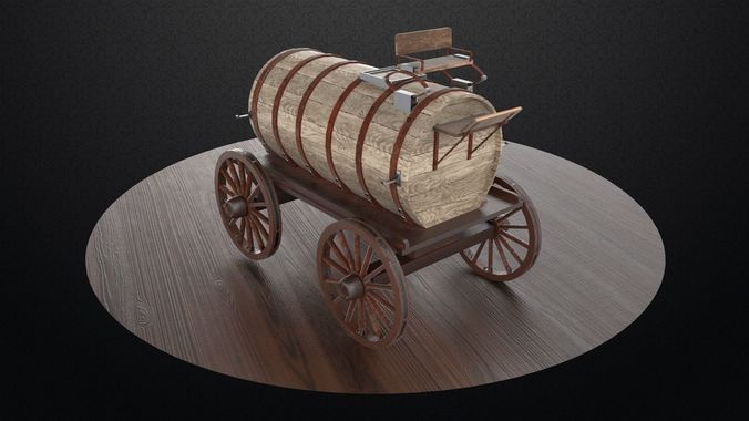 Old Wooden Oil Tank Low-poly 3D model