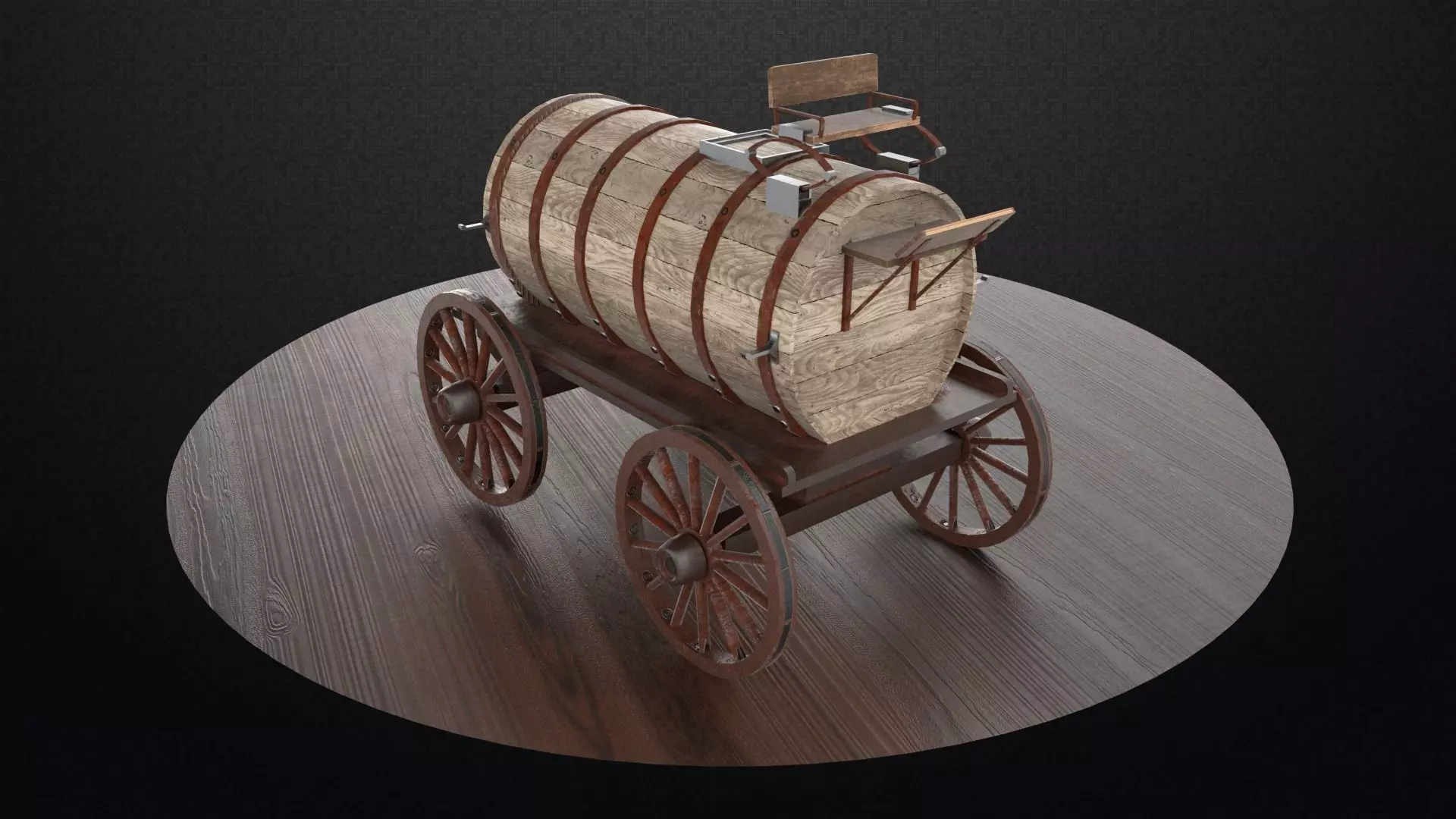 Old Wooden Oil Tank Low-poly 3D model