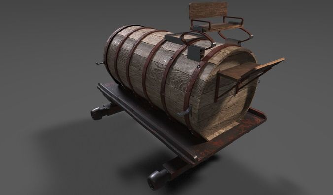 Old Wooden Oil Tank Low-poly 3D model 4