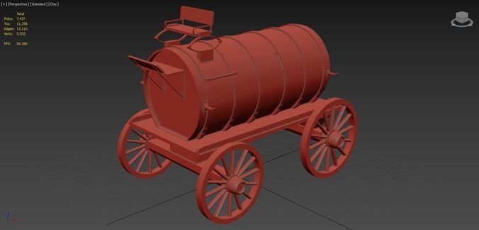 Old Wooden Oil Tank Low-poly 3D model 6