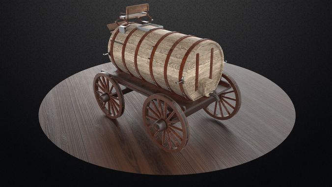 Old Wooden Oil Tank Low-poly 3D model 2