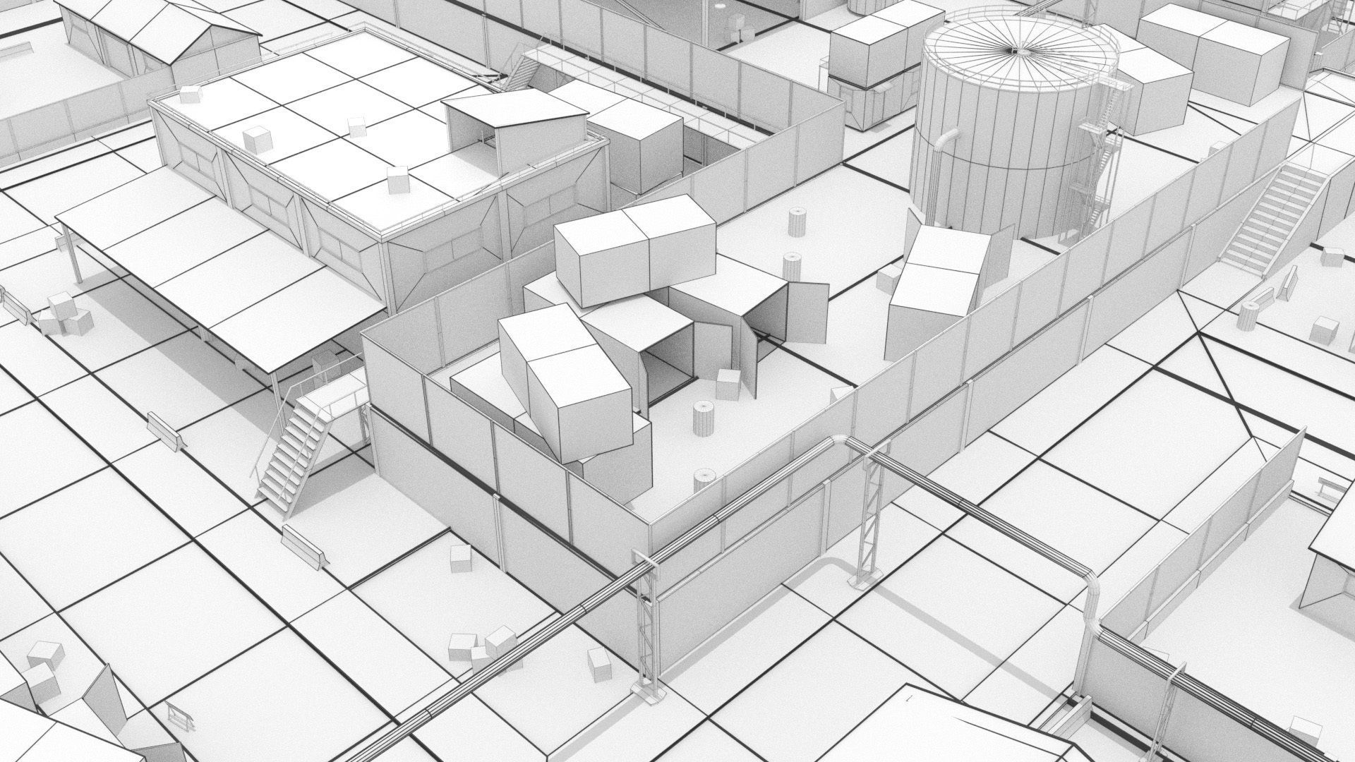 Industrial  Area - Scene Low-poly 3D model_1