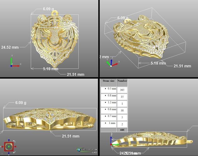 tiger gold ring with different measurements 3D print model