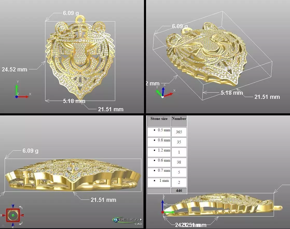 tiger gold ring with different measurements 3D print model_0