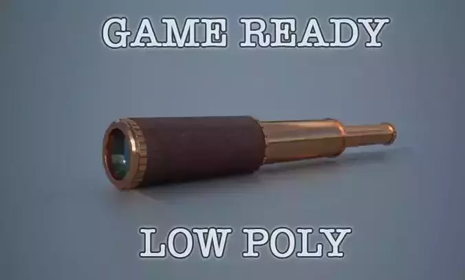 Telescope low poly game ready binoculars Low-poly 3D model