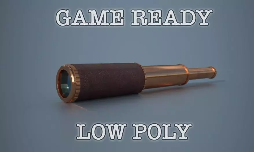 Telescope low poly game ready binoculars Low-poly 3D model_0