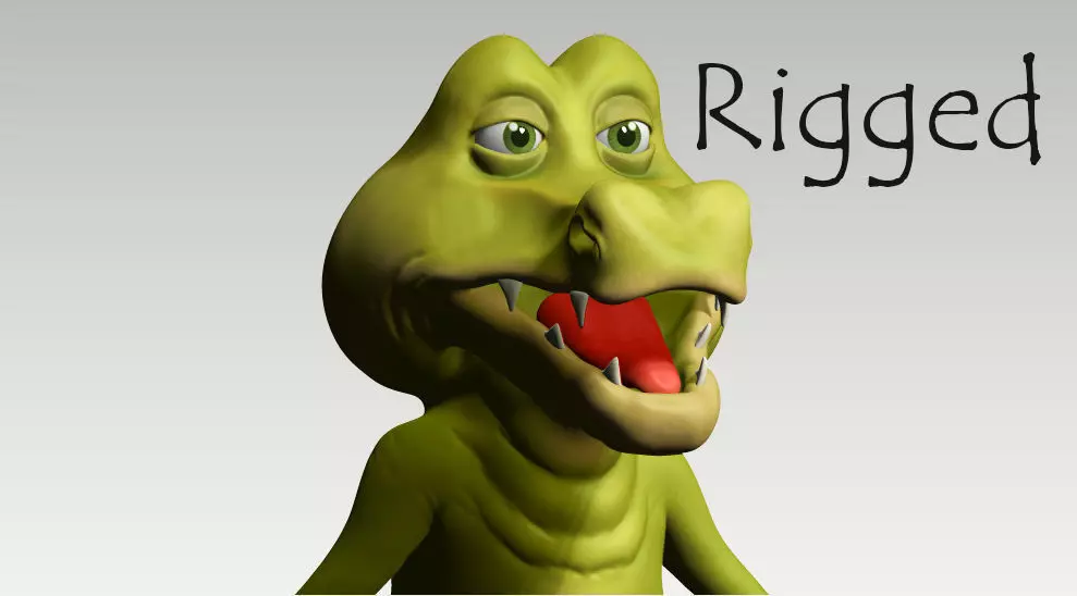 Cartoon crocodile Low-poly 3D model_0