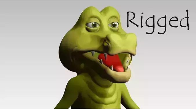 Cartoon crocodile Low-poly 3D model