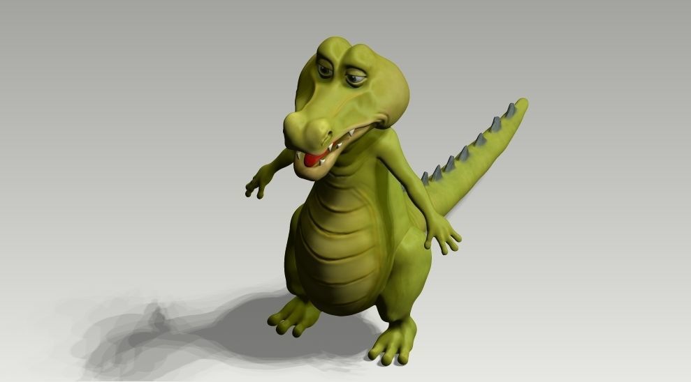 Cartoon crocodile Low-poly 3D model_6
