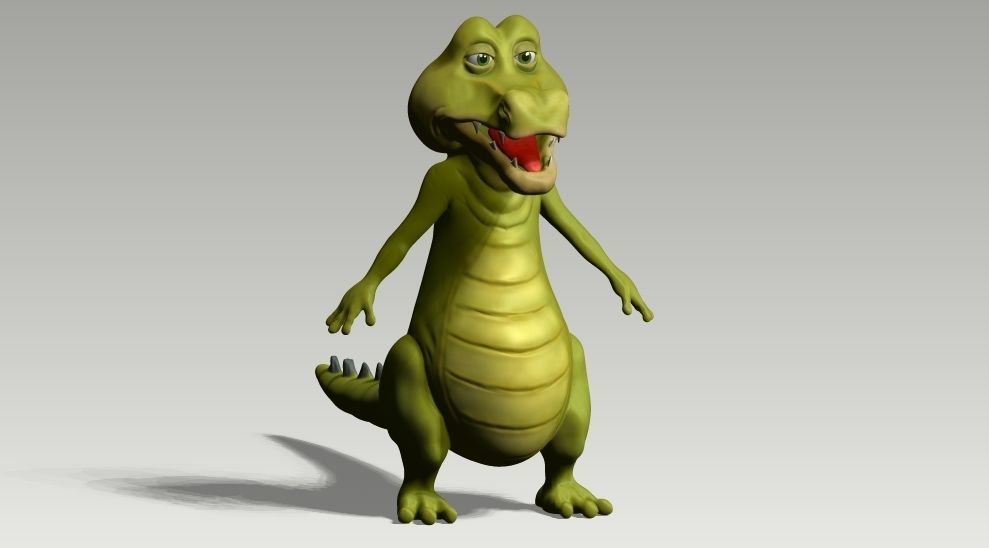 Cartoon crocodile Low-poly 3D model_1