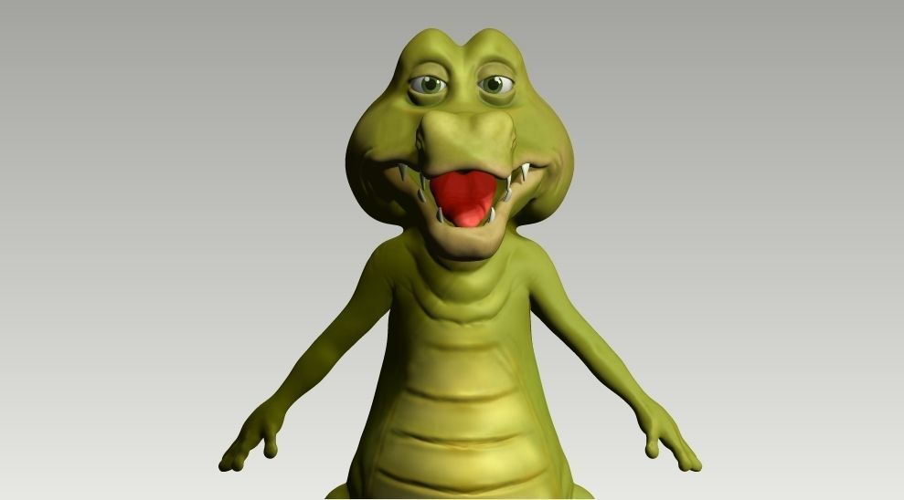 Cartoon crocodile Low-poly 3D model_3