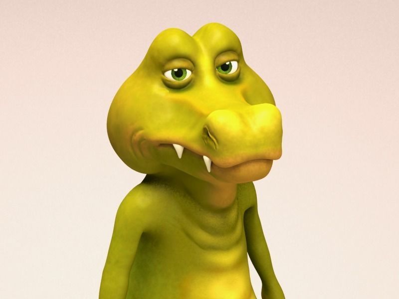 Cartoon crocodile Low-poly 3D model_7