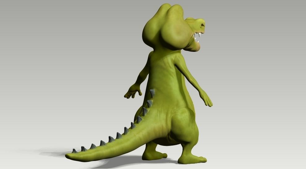 Cartoon crocodile Low-poly 3D model_4