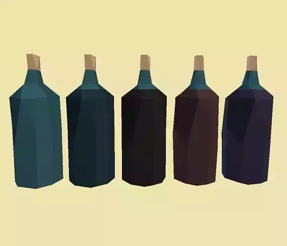 PACK 007  Empty Water and Juices bottles Low-poly 3D model