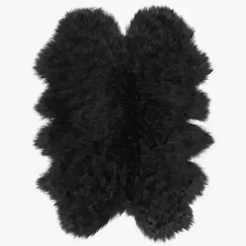 Sheepskin black rug 3D model