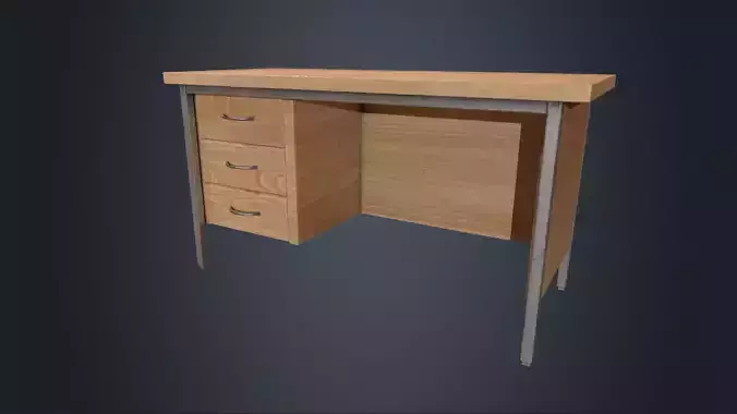 Beech Wood Office Desk - Wood Desk - Office Desk - Wooden  Low-poly 3D model