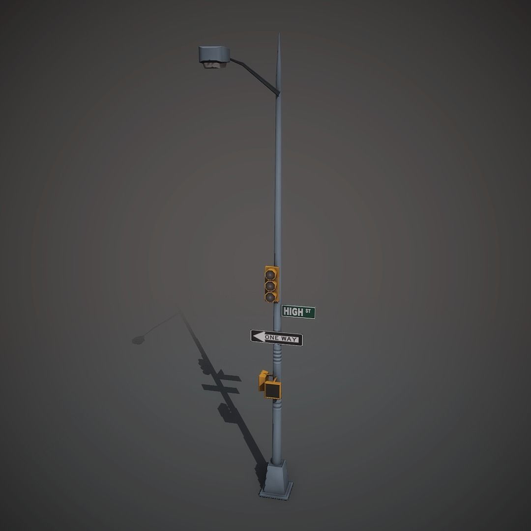 Traffic Lights Mobile Ready Low-poly 3D model_1