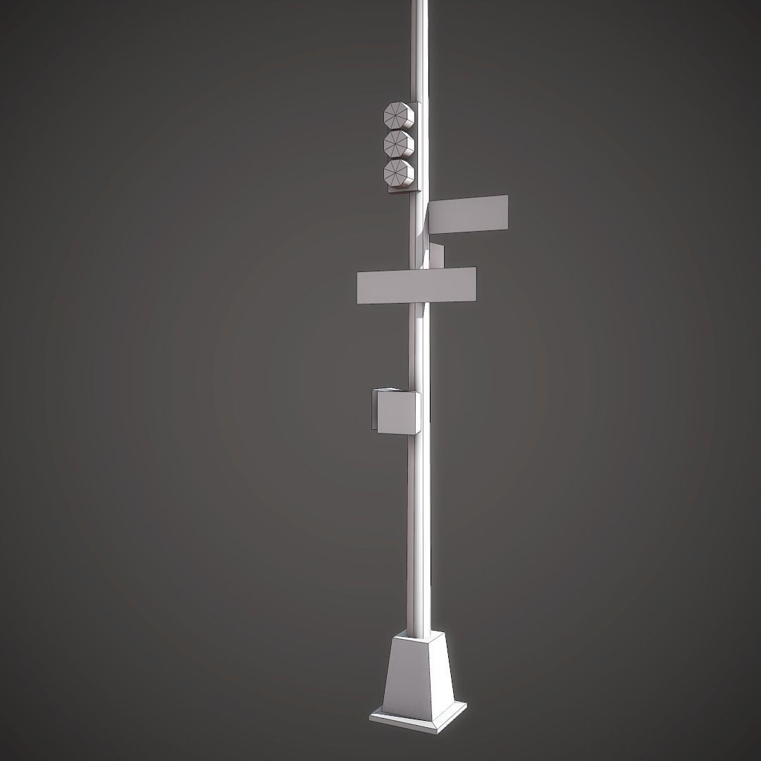 Traffic Lights Mobile Ready Low-poly 3D model_12