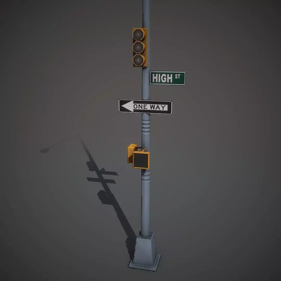 Traffic Lights Mobile Ready Low-poly 3D model_0