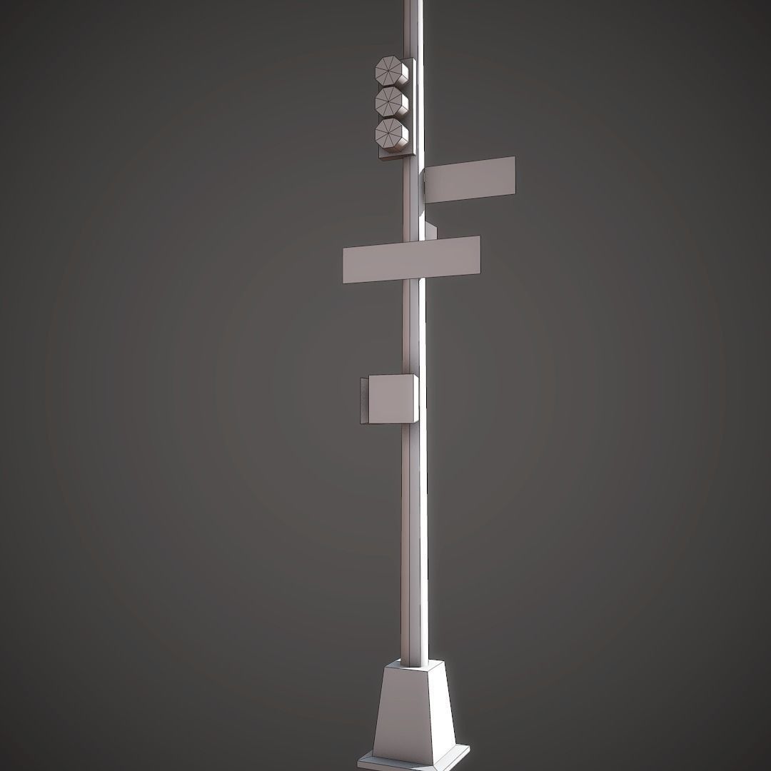 Traffic Lights Mobile Ready Low-poly 3D model_9