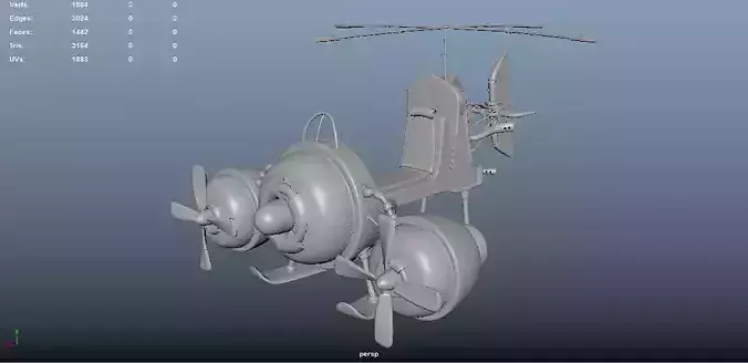 Airship helicopter with propellers 3D model