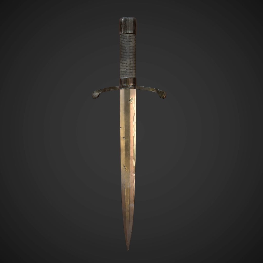 Dagger sword Low-poly 3D model_1