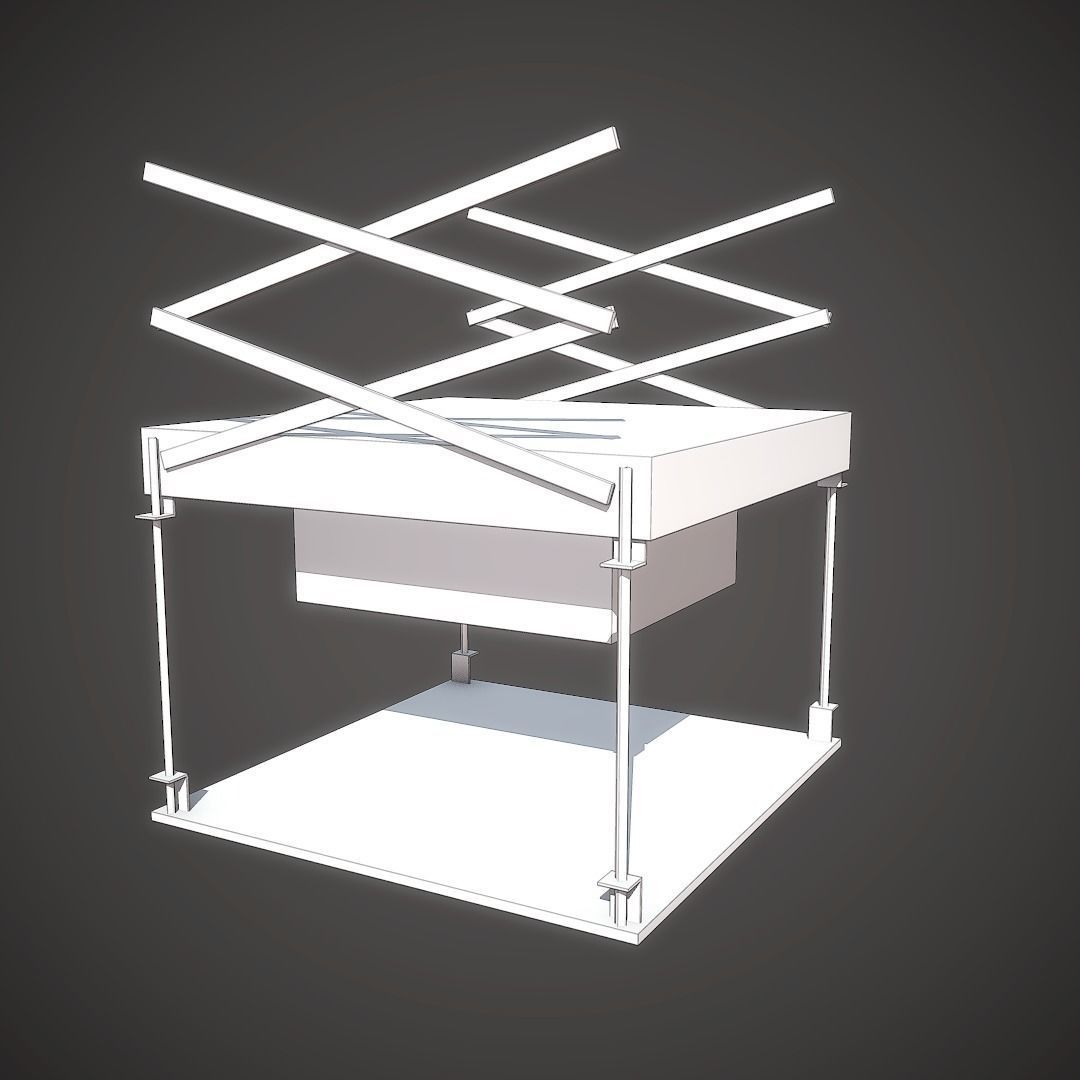 Projector table with lamp Low-poly 3D model_4