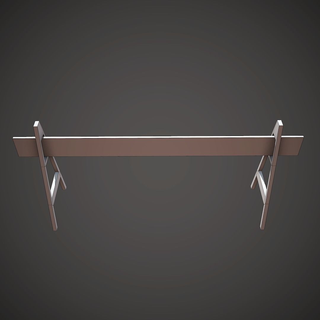 Wooden Barrier Low-poly 3D model_5