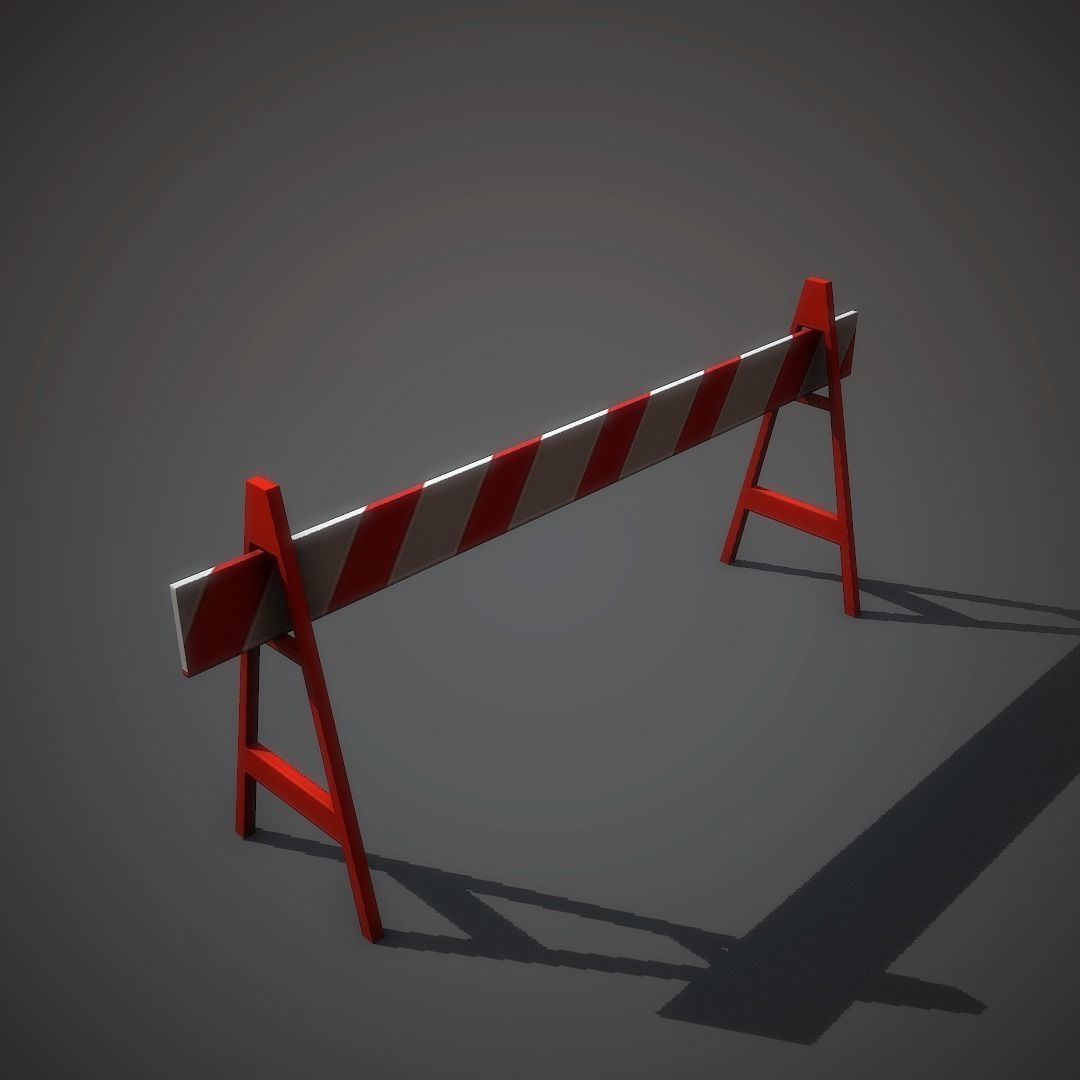 Wooden Barrier Low-poly 3D model_3