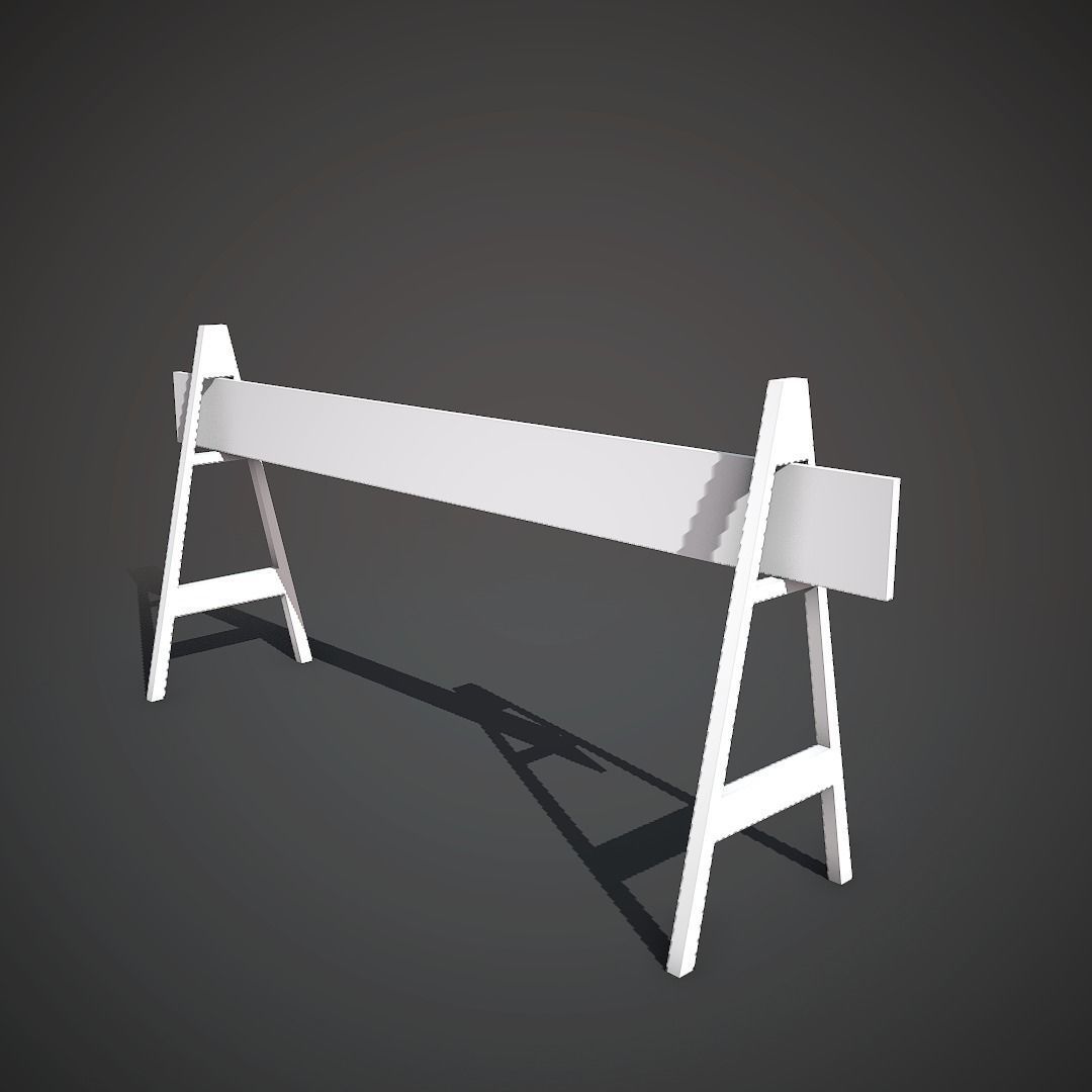 Wooden Barrier Low-poly 3D model_6